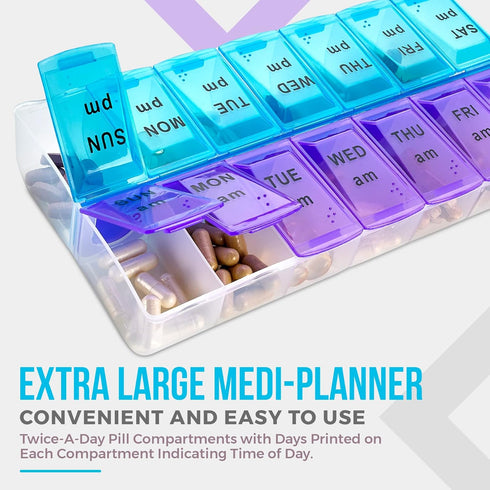 MEDca Weekly Pill Organizer, Twice-a-Day, Extra Large 1 Pill Organizer