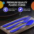 150 Pack Heavy Duty Dark Blue Plastic Cutlery Set, 50 Forks, 50 Spoons, 50 Knives for Party Supplies
