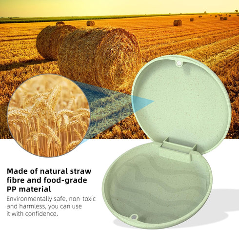 Retainer Case, Slim Aligner Case, Natural wheat straw material (Green)