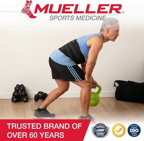 MUELLER Sports Medicine Adjustable Back Brace, Ideal for Upper and Lower Back Pain, Relief & Support for Men and Women