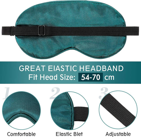 4 Pieces Kids Silk Eye Mask for Sleeping - Smooth Soft Adjustable Strap Blindfolds for Travel Relaxation (Dark Green,