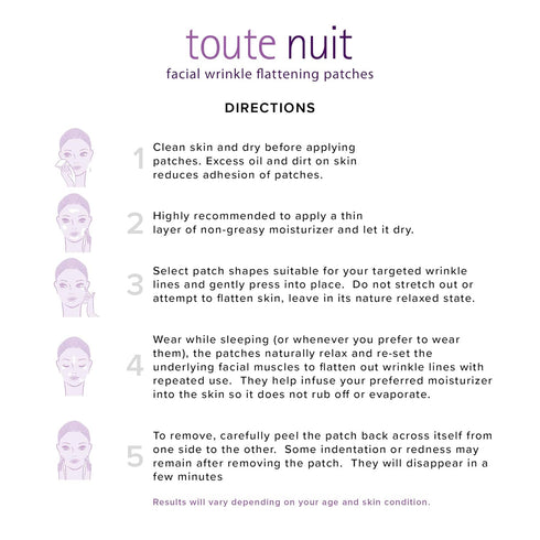 Toute Nuit Wrinkle Patches – Jet – Face Tape for Forehead and Frown Lines – 20 Count, Made in USA