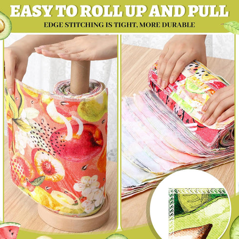 36 Pack Reusable Paper Towels, Washable Paperless Towels Rolls, Cotton Cloth Bathroom Napkins