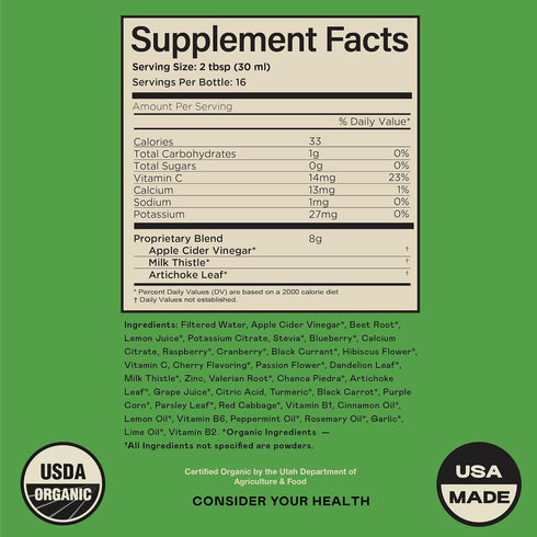 Liver Complete Organic Liquid Concentrate - 8oz Liver Cleanse & Digestive Bitters Vinegar Supplement