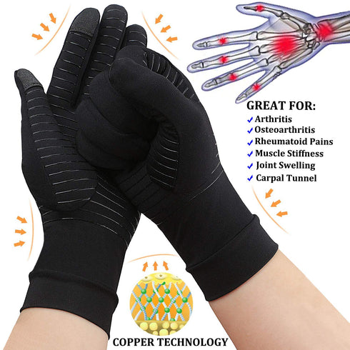 2 Pairs Pack Copper Arthritis Gloves, Compression Gloves for Women Men Relieve Pain from Rheumatoid Arthritis, Carpal Tunnel, Swelling, Everyday Hands Support (Open Finger + Full Finger, M)