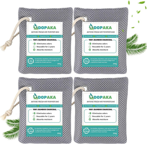 Nature Fresh Air Purifier Bags, Activated Charcoal, Moisture Absorber, Odor Eliminator for Home, Pet, Closet
