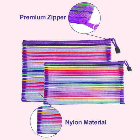 Mesh Bags with Zipper (6 Pack), Nylon Makeup Bag Cosmetic Pouches, Travel Organizer Case for Purse, Diaper Bag