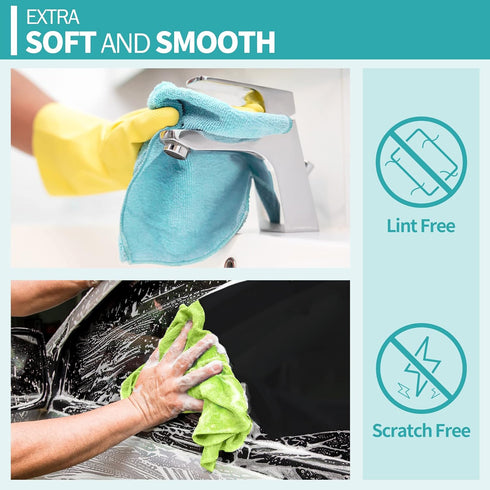 Microfiber Cleaning Cloth, 100 Pack, 12.6" x 12.6" Dish Cloths, Lint Free Non-Abrasive Washable Reusable for Kitchen,
