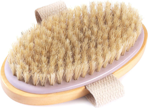 MainBasics Dry Brushing Body Brush for Lymphatic Drainage, Cellulite, Blood Circulation with Natural Bristles