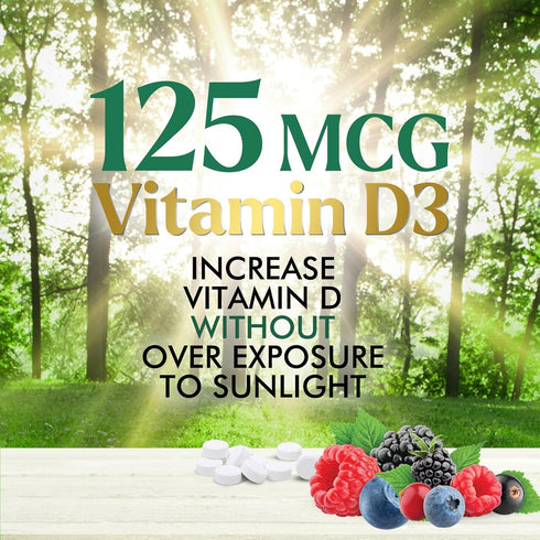 Vitamin D3 5000 IU Chewable for Bone, Teeth, Muscle & Immune Support, 120 Chewable Tablets