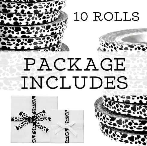 10 Yards x 10 Rolls Cow Print Ribbons – 10PCS Cow Print Ribbons 10 Yards Each Curling Ribbon Cow Ribbon for Children's Party Western Cowboy Theme for Kids Birthday Party Favor Supplies Decorations by YARRD
