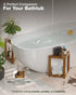 16.5" BLUEWEST Acacia Wood Corner Shower Stool, Wooden Corner Shower Bench for Shaving Legs Inside Shower, Waterproof
