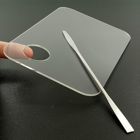2 Pcs Acrylic Makeup Palette, Makeup Mixing Tray with Spatula for Beauty Salon Color Cream Liquid Foundation Mixing