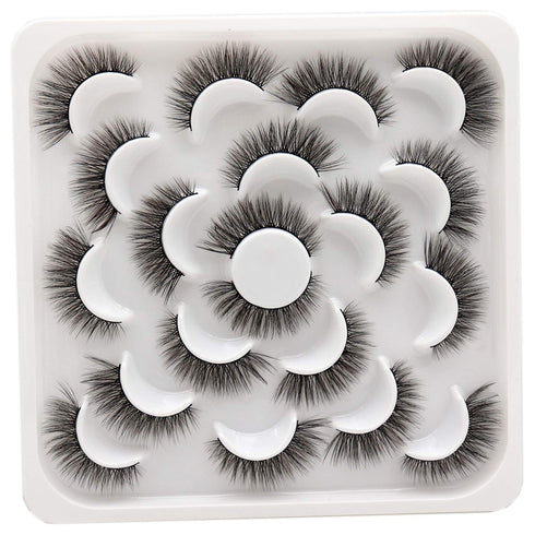 Losha 10 Pairs Faux Mink Eyelashes, Natural Look Fluffy Wispy Soft Handmade Reusable 3D Volume Lashes Pack