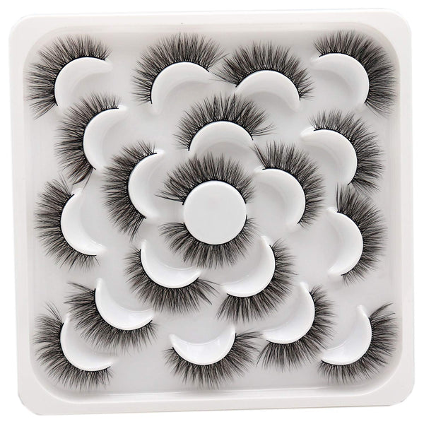 Losha 10 Pairs Faux Mink Eyelashes, Natural Look Fluffy Wispy Soft Handmade Reusable 3D Volume Lashes Pack