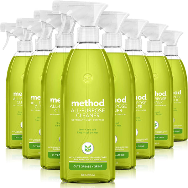 Method All Purpose Cleaner, Lime + Sea Salt, 28 Fl Oz (Pack of 8), Eco-Friendly Spray