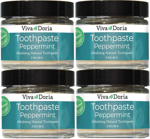 Pack of 4 Viva Doria Fluoride Free Natural Toothpaste - Peppermint (3