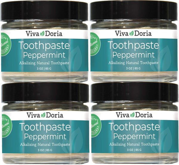 Pack of 4 Viva Doria Fluoride Free Natural Toothpaste - Peppermint (3