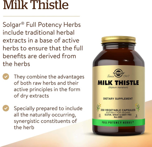 Solgar Full Potency Milk Thistle, 250 Vegetable Capsules