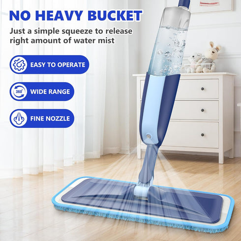 Microfiber Wet Spray Mops for Hardwood Floor Cleaning, Dry Wet Dust Mop with 4 Reusable Washable Mop Pads for Swiffer