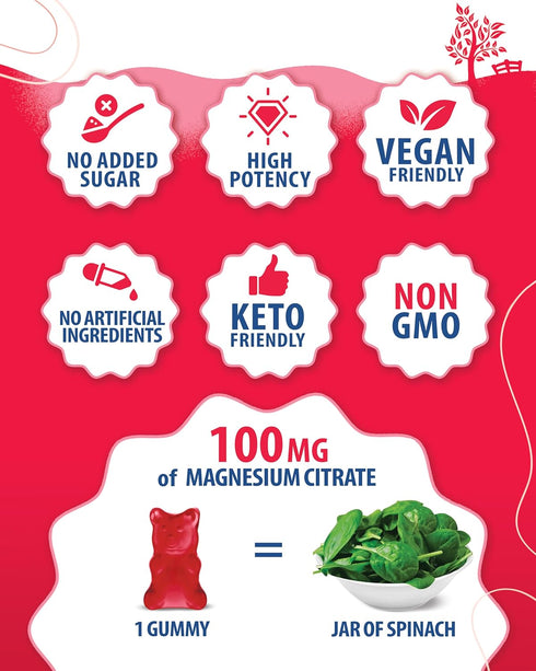 Magnesium Gummies for Kids & Adults, 200mg Calm Chews for Mood & Muscle Support