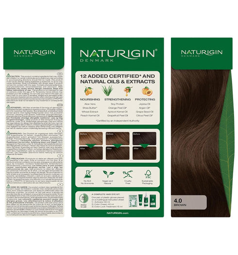 Naturigin Permanent Hair Color 4.0 Brown – Ammonia Free, 100% Gray Coverage, Vegan, Salon Quality Hair Dye