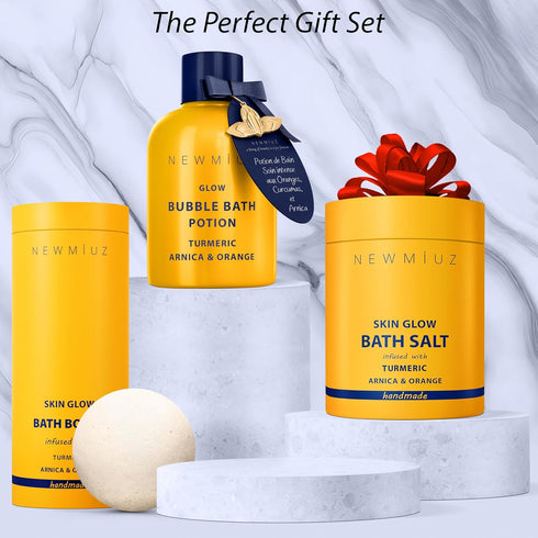 Natural Bath Bombs for Dry Skin Hydration, Luxurious Fizzing Bubble Bath Gift with Turmeric & Arnica Essential Oil