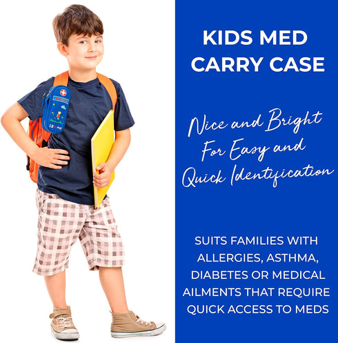 PracMedic Bags Epipen Case, Insulated Medical Case for Kids, Holds Epi Pen, Inhaler, Blue