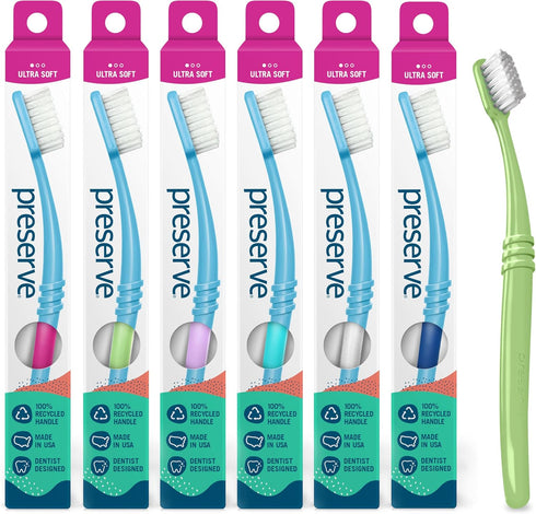 Preserve Eco Friendly Adult Toothbrushes, Made in The USA from Recycled Plastic,
