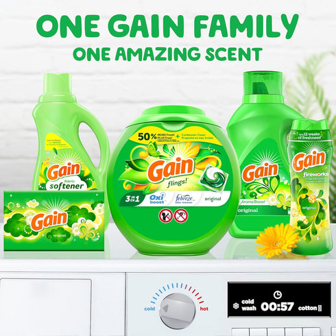 Gain flings Laundry Detergent Soap Pacs, Original Scent, HE Compatible, 76 Count, Long Lasting Scent