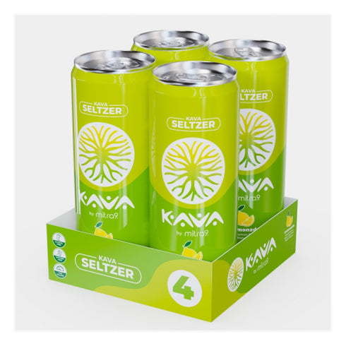 Mitra9 4-Pack 500mg 12 oz | Lemonade Kava Seltzer - Sparkling Relaxation Drink | | Non-Alcoholic Alcohol Alternative |