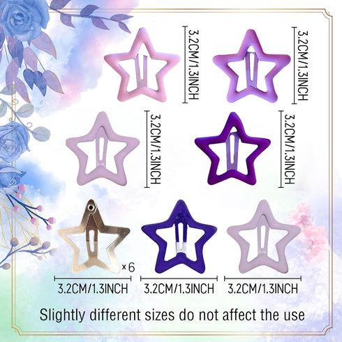 Purple Star Kawaii Y2K Emo Disco Hair Clips, Hair Accessories for Women