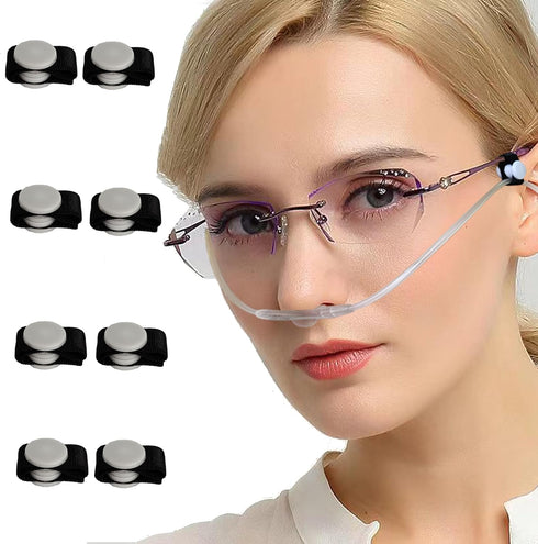 8PCS Oxygen Tube Holder Clips for Glasses, Elastic and Retractable Nasal Cannula Clips for Ear Protection