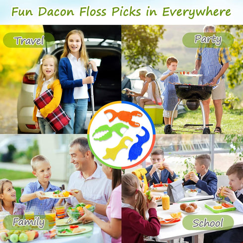 Kids Flossers - Unflavored Kids Dental Floss Picks in 4 Colors Ocean Animals Shaped, 50 Count (Pack of 4)