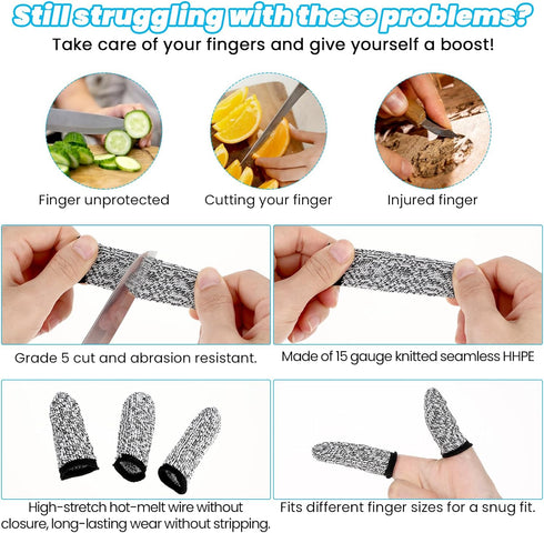 14 Pieces Finger Cut Resistant Protectors, Ymapinc Reusable Finger Cots for Kitchen and Sculpture Work