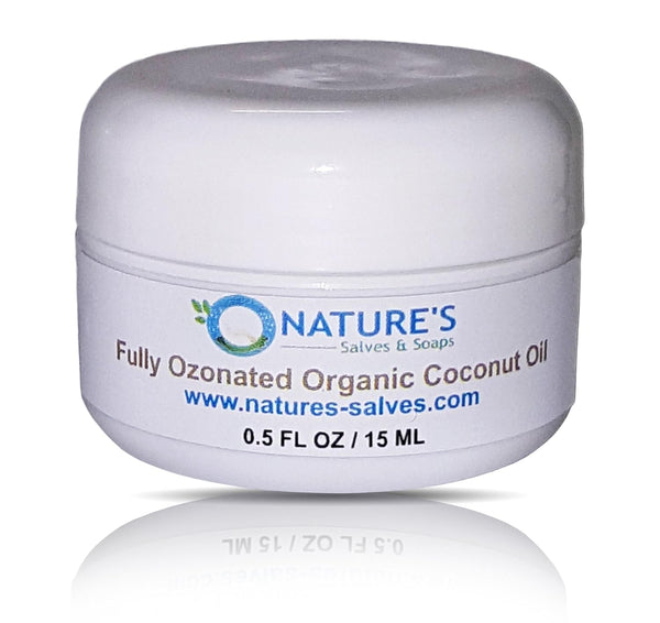 Nature's Salves and Soaps Fully Ozonated 100% Organic Unrefined Coconut Oil, Holistic, 0.50 Fl. Oz.