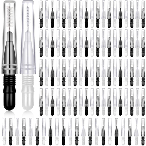 BBTO 100 Pcs Dental Brush Flosser - Interdental Brush Toothpick Cleaners for Oral Dental Care (Black, White)