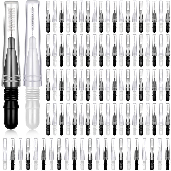 BBTO 100 Pcs Dental Brush Flosser - Interdental Brush Toothpick Cleaners for Oral Dental Care (Black, White)