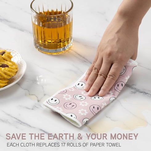 Pack 8 COOK WITH COLOR Eco-Friendly Reusable Swedish Dishcloths for Kitchen - of Reusable Paper Towels, Biodegradable