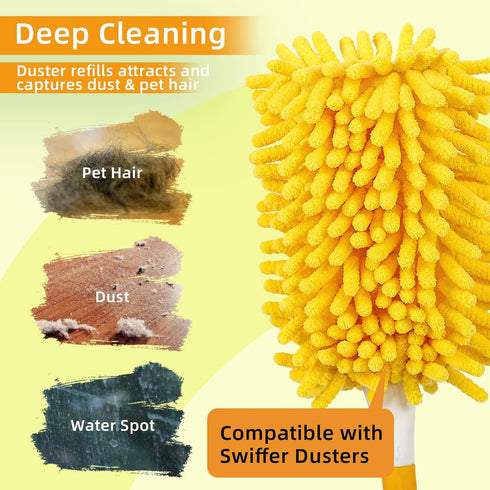 Reusable Duster Refill Compatible with Swiffer Hand Duster - 360 Heavy Duty Microfiber Dusters, 6 Pack (Handle Not