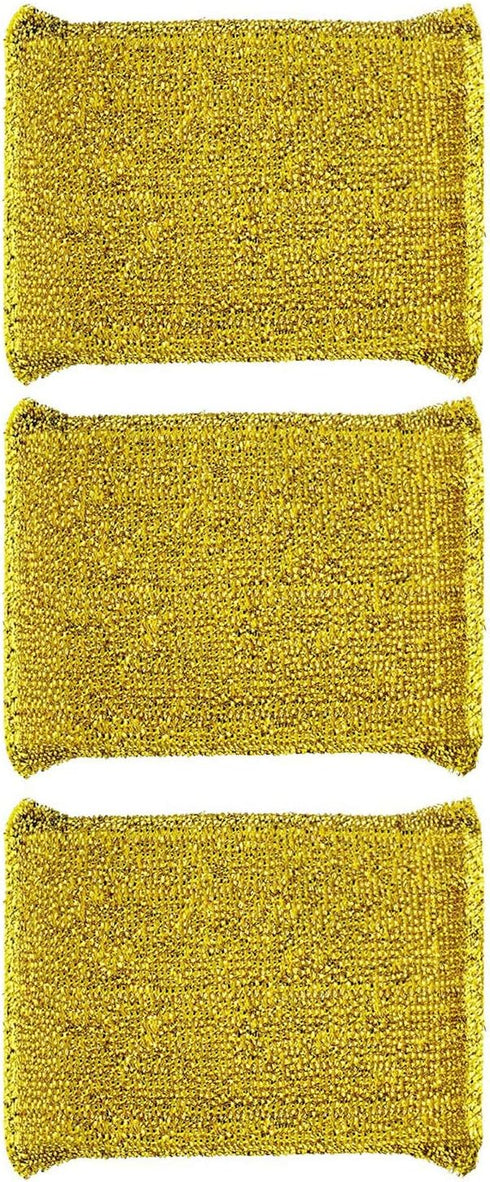 6 Pieces Non-Scratch Scrub Sponges Pads, Cleaning Scrub Sponge, Dish Wash Sponge, Kitchen Sponge, Multi-Use Heavy Duty Scrub Sponge - Gold