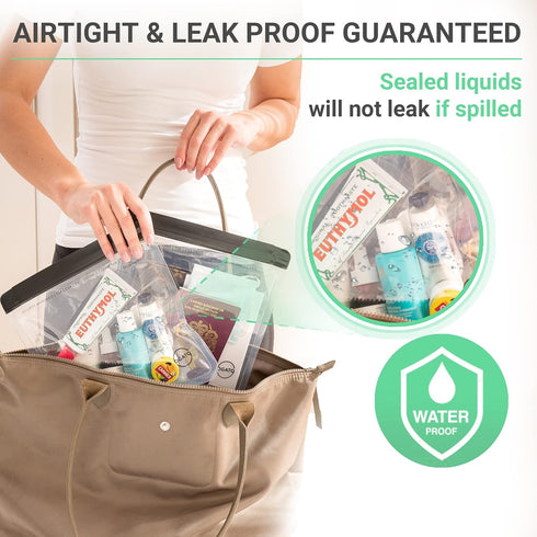 Ogato 3pcs Clear TSA Approved Toiletry Bag, Quart Size Security Approved Clear Travel Bags for Liquids & Cosmetics