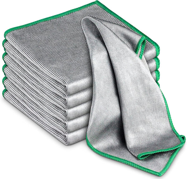 Glass Polishing Cloth: Streak-Free Miracle Cleaning Cloth, Lint-Free Microfiber Rags, Pack of 6, 12" x 12"