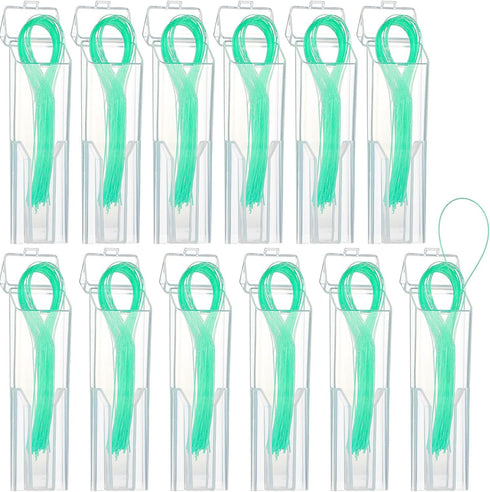 600 Pcs Dental Floss Threader for Bridges, Braces, and Implants, Multifunctional Nylon Loop Design, Pack of 12 (Green)
