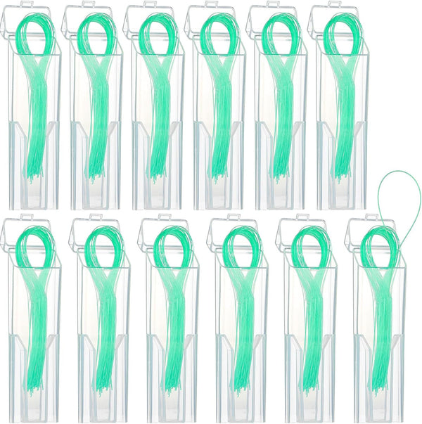 600 Pcs Dental Floss Threader for Bridges, Braces, and Implants, Multifunctional Nylon Loop Design, Pack of 12 (Green)