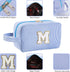 Personalized Initial Makeup Bag A-Z - Travel Toiletry Bag, Cute Cosmetic Pouch for Women, Blue, M