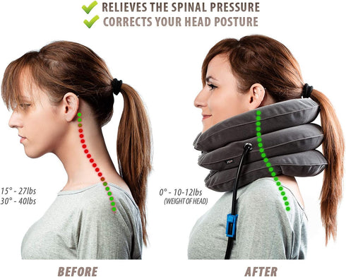 Pinched Nerve Neck Stretcher Cervical Traction Device for Home Pain Treatment | Inflatable Spinal Decompression Collar