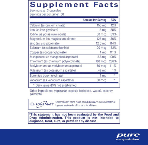 Pure Encapsulations Mineral 650, Hypoallergenic Combination of Balanced Chelated Minerals, 180 Capsules