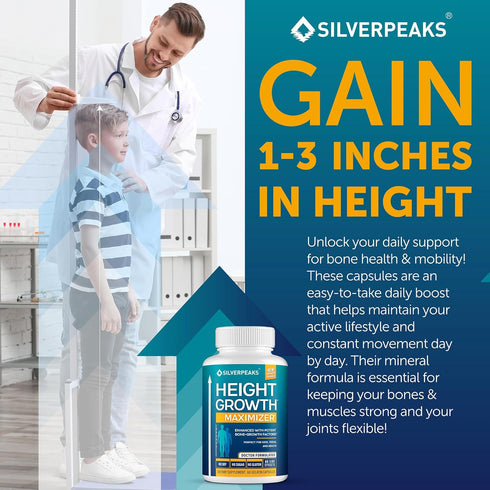 Growth Capsules to Grow Taller - Height Growth Maximizer with Calcium for Bone Strength, Natural Get Taller Supplement