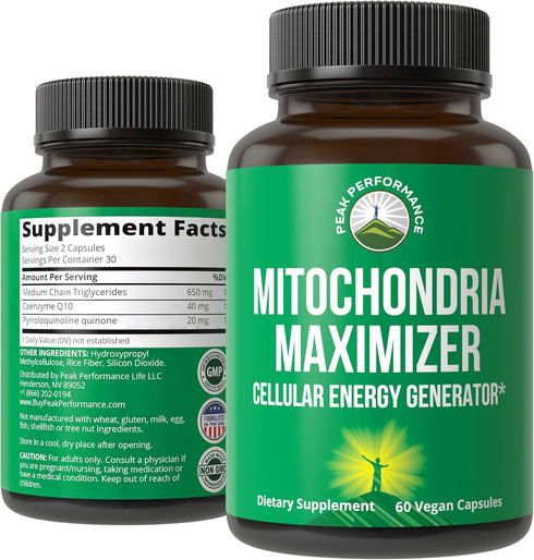 Mitochondria Maximizer with CoQ10 and Active PQQ, 60 Vegetarian Capsules, Natural Cellular Generator